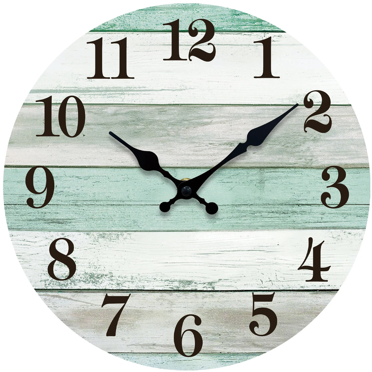 Rustic Mint Green Wood Wall Clock Time Management  Silent Quartz Clock Farmhouse Coastal Decor for Living Room Bedroom Kitchen