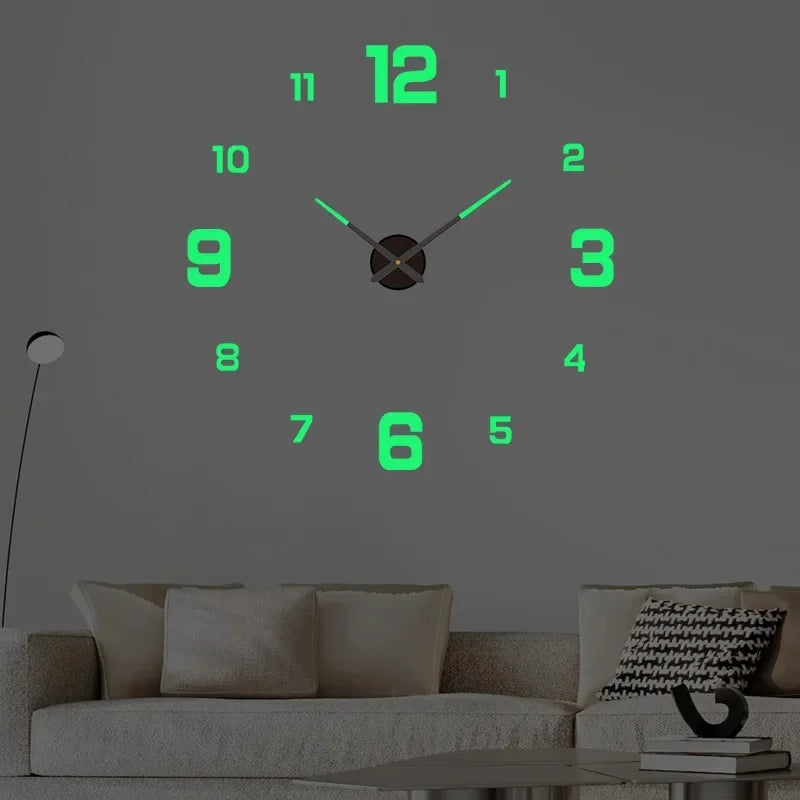 Large 3D Wall Clock Luminous Classic Wall Clocks DIY Digital Clock Wall Watches Stickers Silent Clock for Home Living Room Table