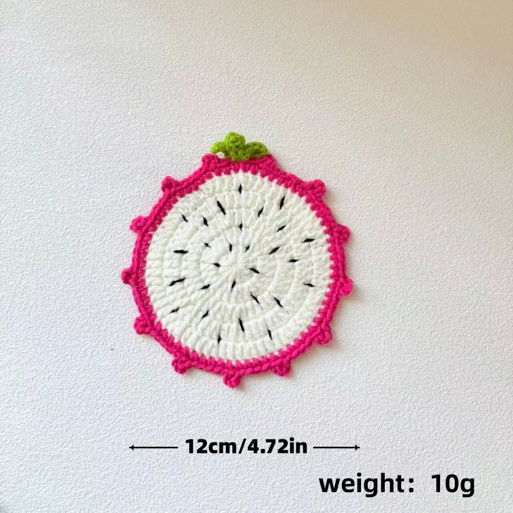 Yarn Crochet Fruit Coasters Fruit Shaped Heat Insulating Fruit Cup Coasters Soft Lightweight Handmade Crochet