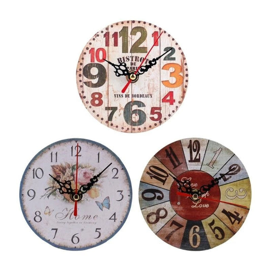 Silent Wooden Decorative Round Wall Clock Battery Operated Wall Clocks Home Decoration Round Wall Clock - Unique Finds Market LLC