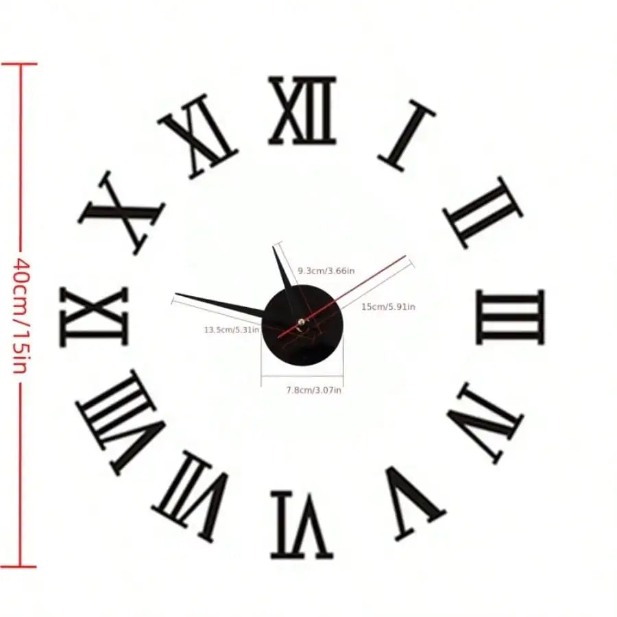 2D/3D Large Roman Numeral Acrylic Mirror Wall Clock Sticker Fashion DIY Quartz Clocks Watch Home Decoration Living Room Stickers