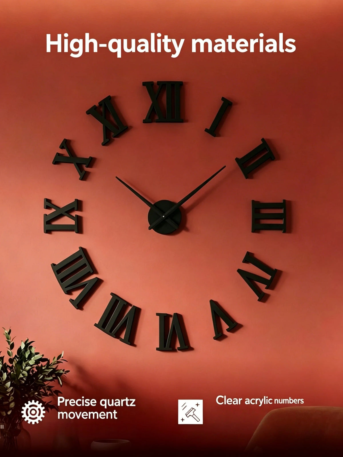 2D/3D Large Roman Numeral Acrylic Mirror Wall Clock Sticker Fashion DIY Quartz Clocks Watch Home Decoration Living Room Stickers