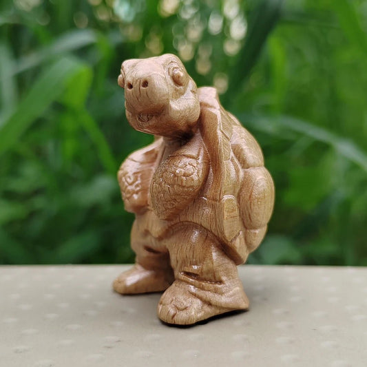 1.8 Inch Hand-Carved Wooden Turtle Figurine Ornament Modern Style, Animal Theme Suitable for Indoor Decorations, Bedroom, Desktop Decorations, Birthday Gifts, Men's Gifts, Centerpiece Decoration, Home Decor - Unique Finds Market LLC
