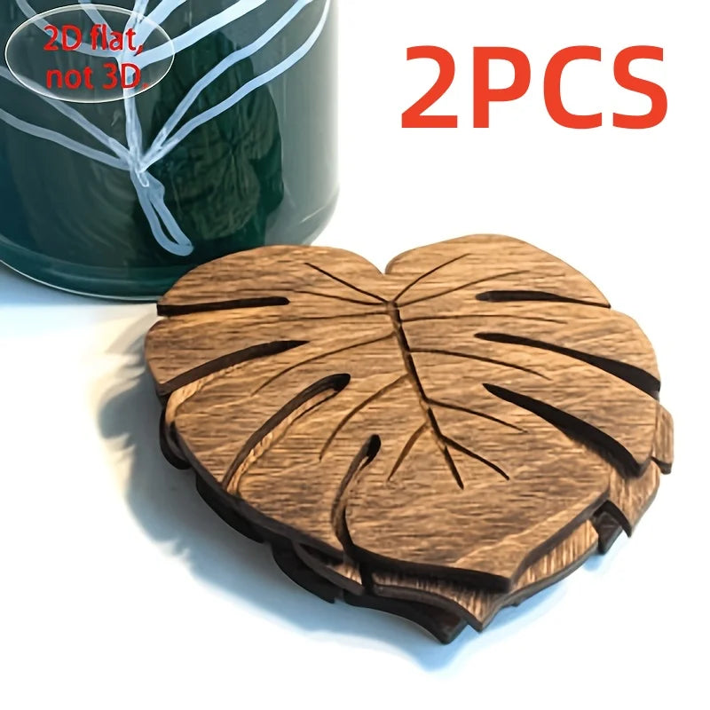 2/5 Pack Wooden Turtle Shell-Shaped Coasters, Round, Fresh and Creative Design, Suitable for Office and Home Use, Heat-Resistant Pads