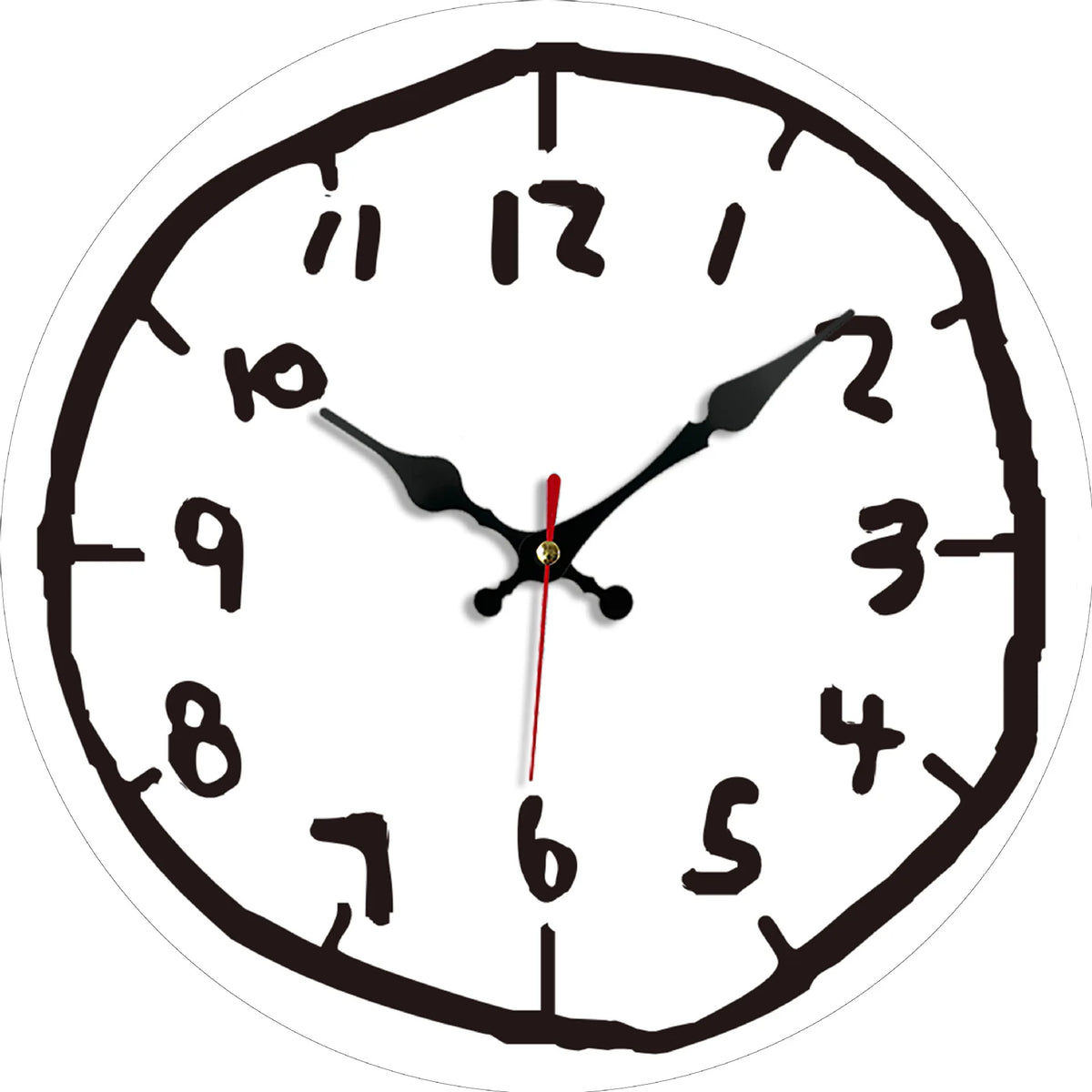 1Pc 20/30/40cm Wooden Silent Hanging Wall Clock for Living Room Office Study Room Bedroom Home Decor Creative Hand Drawing Clock