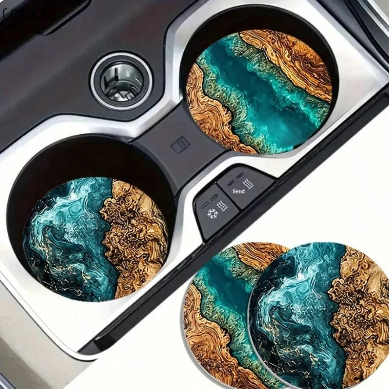 6pcs Ocean Wave & Wood Grain Coasters Set Heat-Resistant Drink Coasters For Coffee/Tea Mugs, Beach Theme Home Decor〔CC11〕