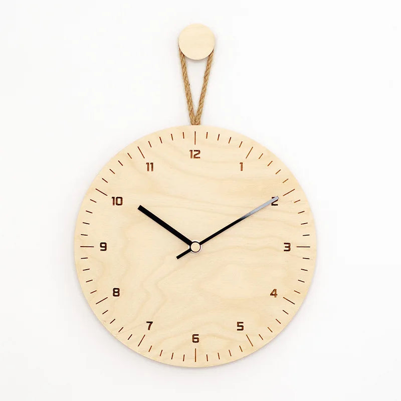 1Pc 25/30cm Round Solid Wood Hanging Clock Nordic Style Creative Home DIY Decoration Wall Clocks for Living Room Bedroom Kitchen