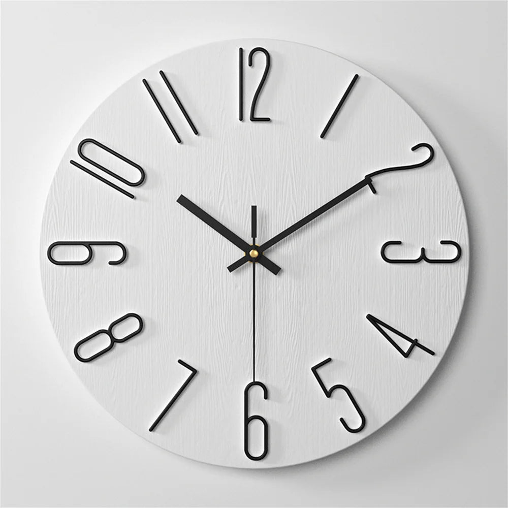Decorative Plastic Gold Large Number Wall Clock 30cm Blue Coffee White Black Green Decoration Kitchen Modern Design Wall Hanging
