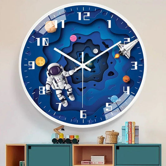Creative Astronaut Children's wall clock Living Room Home Bedroom Clock Children's Room Cartoon Atmospheric room Display numbers - Unique Finds Market LLC