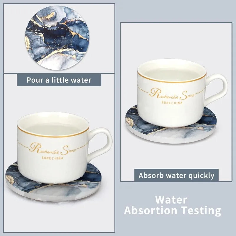 6Pcs Cup Mat Coaster Blue Marble Pattern Acrylic Cup Drink Mat Plate Rug Mug Pad Coasters for Mugs and Cups Table Decoration-new