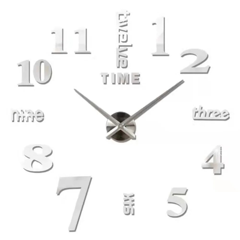 2026 Modern Design Large Wall Clock 3D DIY Quartz Clocks Fashion Watches Acrylic Mirror Stickers Living Room Home Decor Horloge