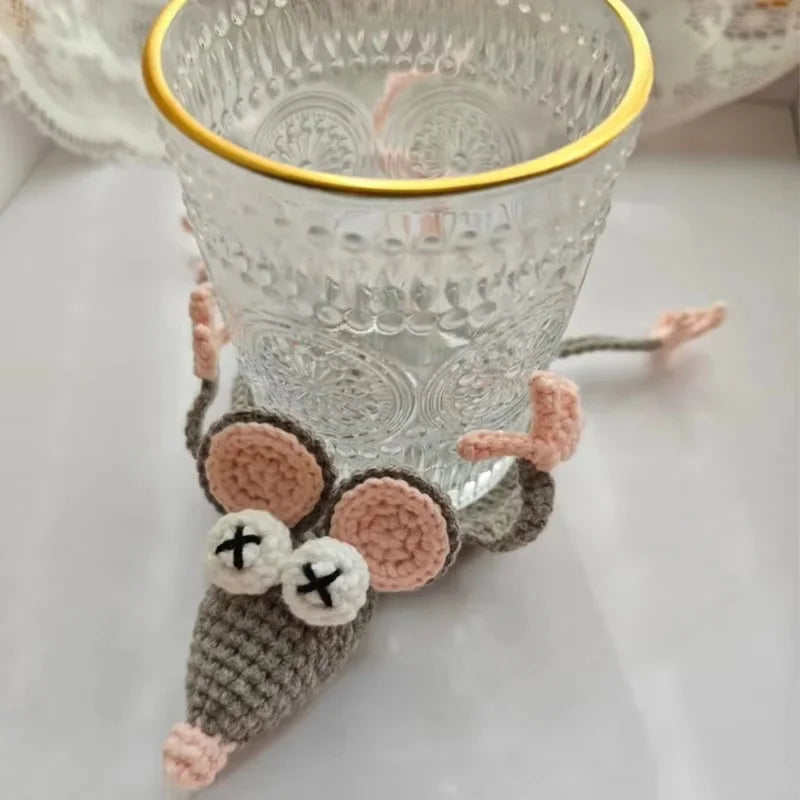 Funny Animal Crochet Coaster Heat Resistant Drink Coaster Knitting Duck Goose Frog Mouse Coasters Table Placemats Home Decor