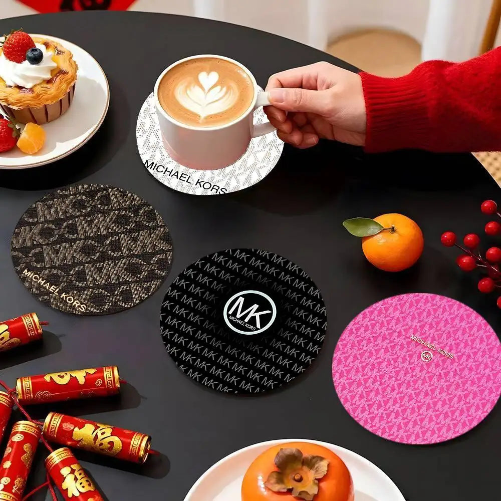 M-Michaels-Fashion-Kors Coasters 10cm Round Wooden Suitable For Drinks Tea Coffee Home Gift Choice Holidays