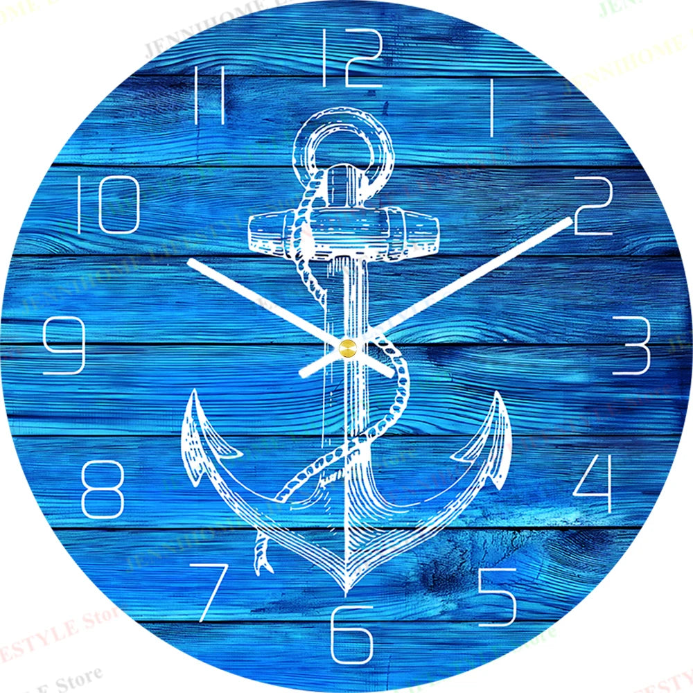 Beach Wall Clock Wall Art Clock Luxury Marble Watch Wall Mount Mechanic Clock Frameless Clock Wall Decor for Living Room Kitchen