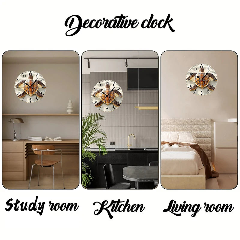 Multi Style Beach Wooden Round Silent Hanging Wall Clock,Suitable For Living Room,Office,Study Room,Bedroom,Home Decoration