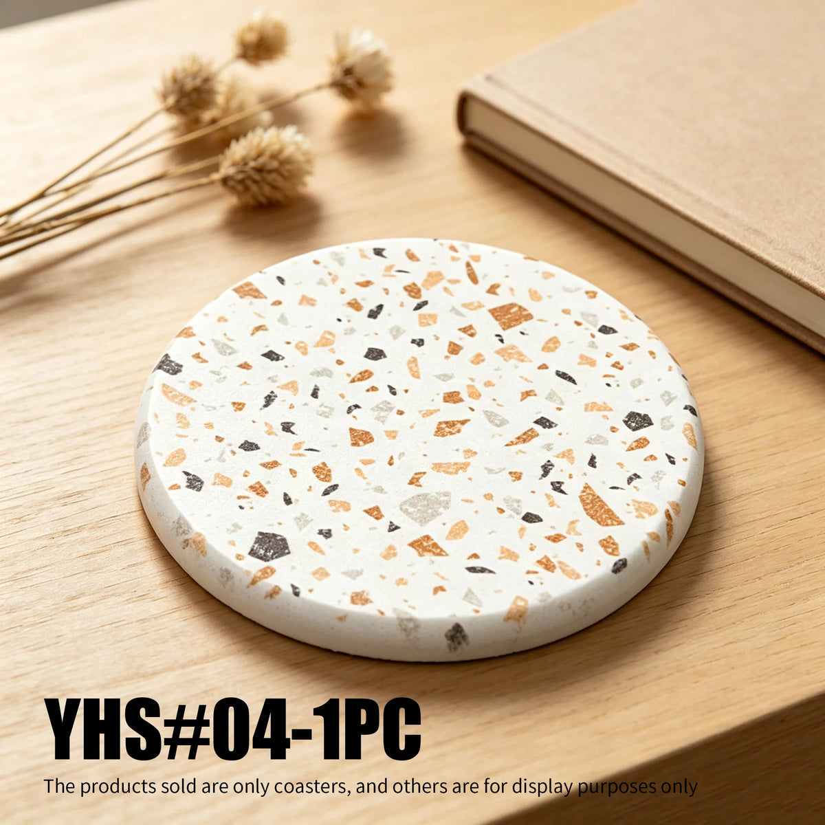 1pc Diatomite Stone Coasters, Quick-Dry Absorbent Non-Slip Cup Mat, Sweat-Proof Heat-Resistant, Desk Kitchen Aesthetic Decor