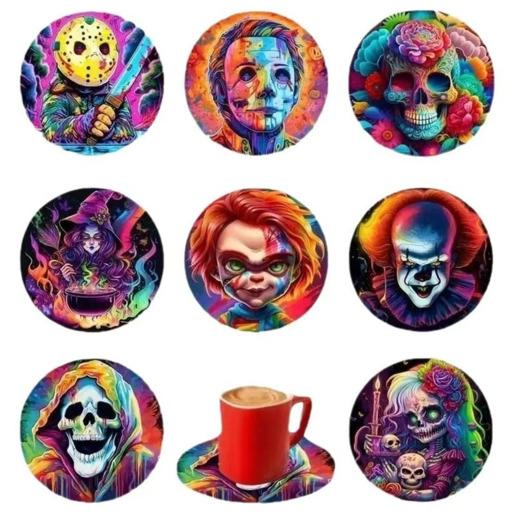 6/8Pcs/set Wooden Placemat Set Design Circular Gathering Family Party Desktop Decoration Wooden Crafts Home Table Linen Coaster