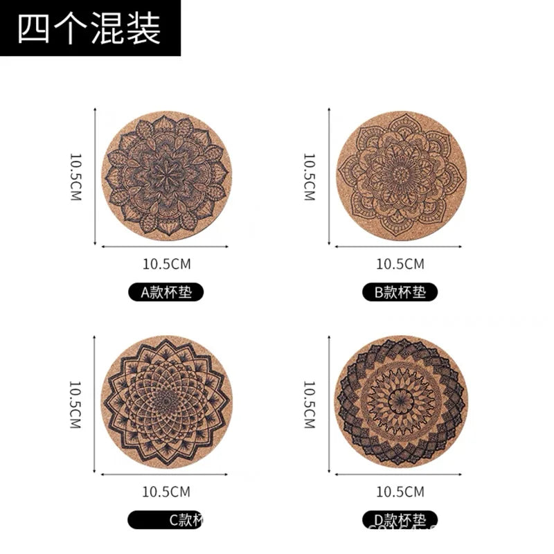 Absorbent Cork Coasters Set with Holder for Drinks Housewarming Gift New Home Present Living Room Decor