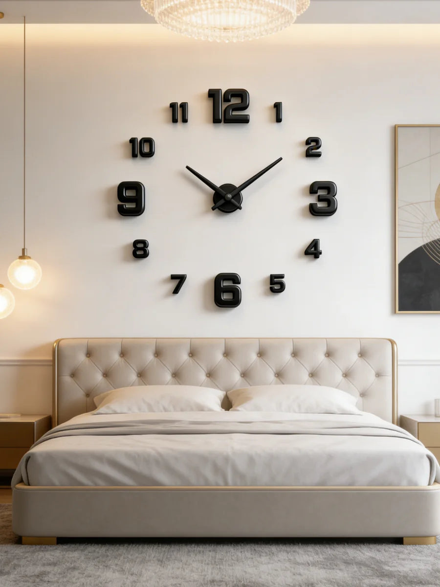 2026 Modern Design Large Wall Clock 3D DIY Quartz Clocks Fashion Watches Acrylic Mirror Stickers Living Room Home Decor Horloge
