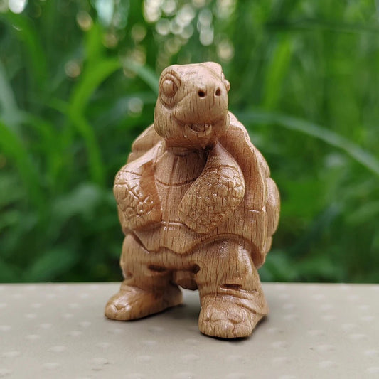 1.8 Inch Hand-Carved Wooden Turtle Figurine Ornament Modern Style, Animal Theme Suitable for Indoor Decorations, Bedroom, Desktop Decorations, Birthday Gifts, Men's Gifts, Centerpiece Decoration, Home Decor - Unique Finds Market LLC