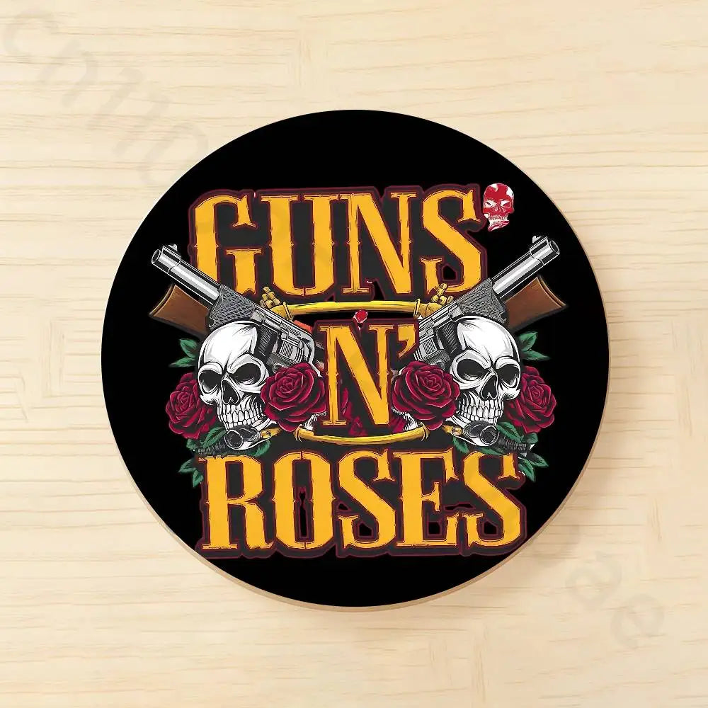 Band G-Guns N Roses Wooden Cup Coaster Tea Coffee Beverage Colour Printing Cup Mat Home Restaurant Decorations