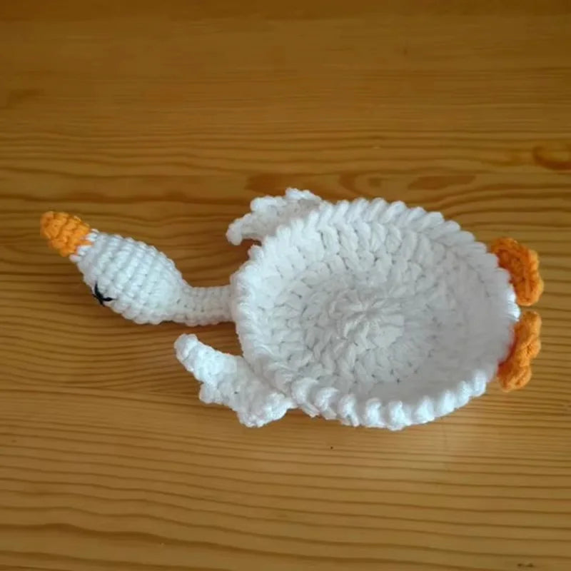 Funny Animal Crochet Coaster Heat Resistant Drink Coaster Knitting Duck Goose Frog Mouse Coasters Table Placemats Home Decor
