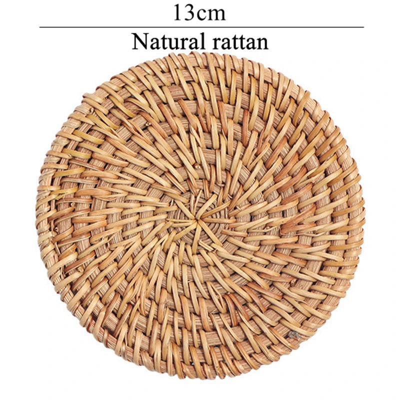 Zerolife-Natural Woven Rattan Cup Coaster, Drink Mug, Pot, Tea, Coffee Placemat, Handmade, Kitchen Accessories