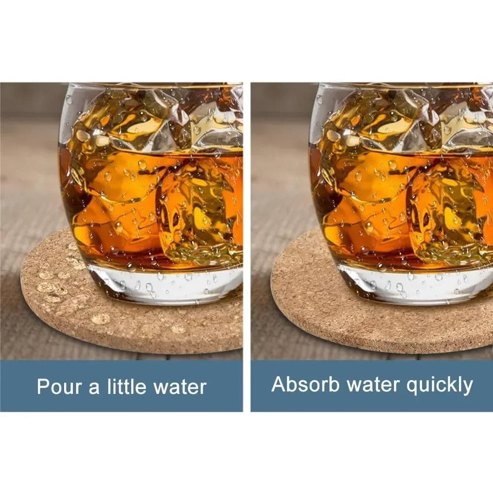 Absorbent Cork Coasters Set with Holder for Drinks Housewarming Gift New Home Present Living Room Decor