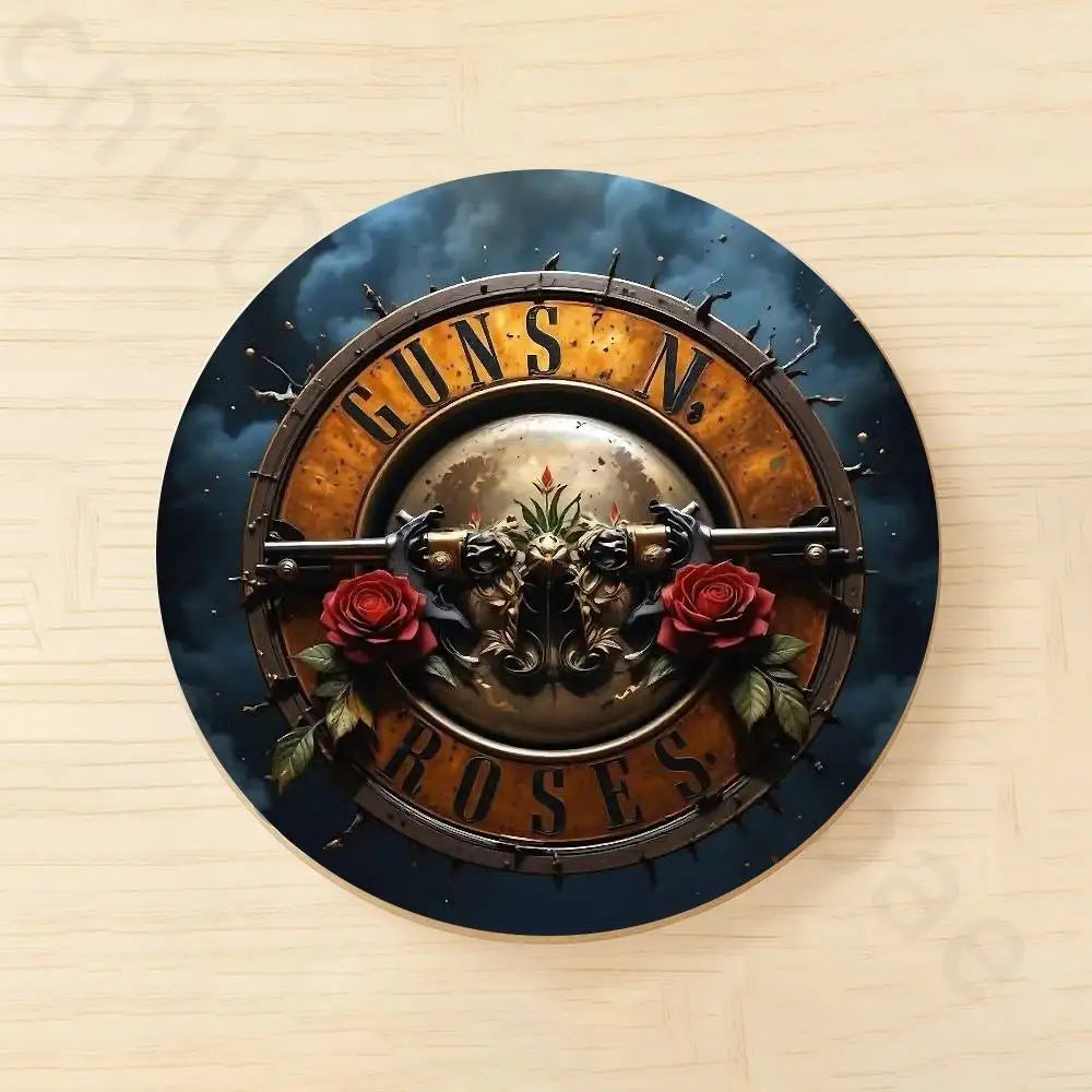Band G-Guns N Roses Wooden Cup Coaster Tea Coffee Beverage Colour Printing Cup Mat Home Restaurant Decorations