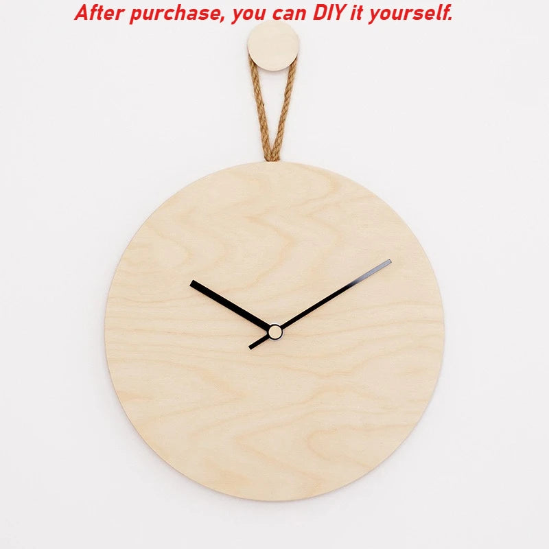 1Pc 25/30cm Round Solid Wood Hanging Clock Nordic Style Creative Home DIY Decoration Wall Clocks for Living Room Bedroom Kitchen