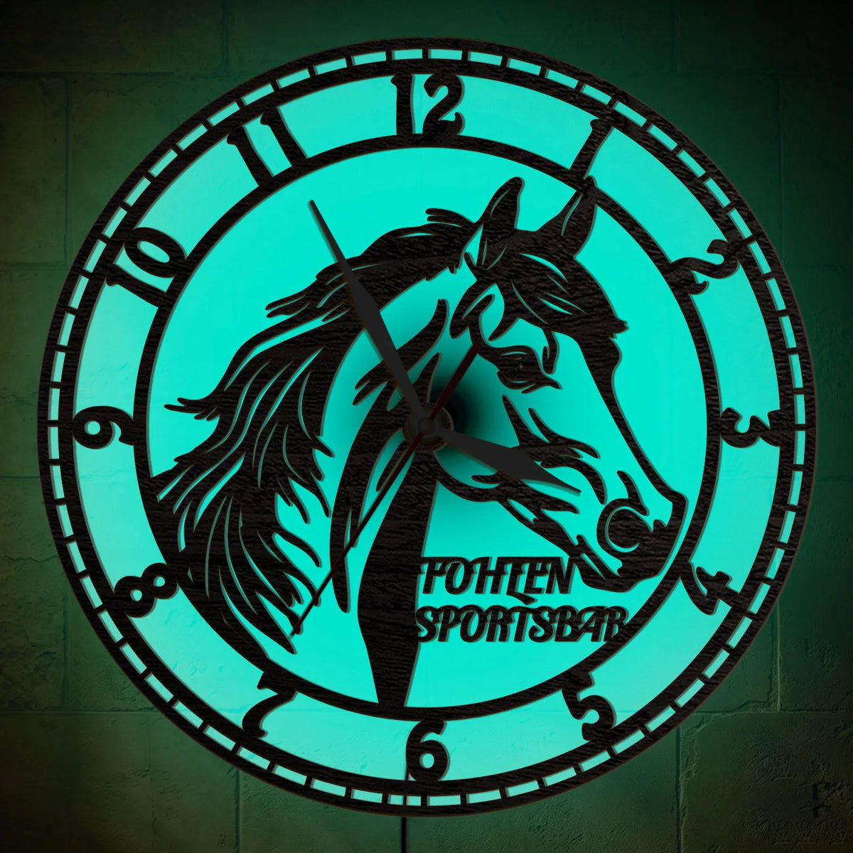 Personalized Horse Head Wooden Backlit Wall Clock Farm Ranch RGB Color Changing Glowing LED Sign Farm Ranch Custom Wall Clock