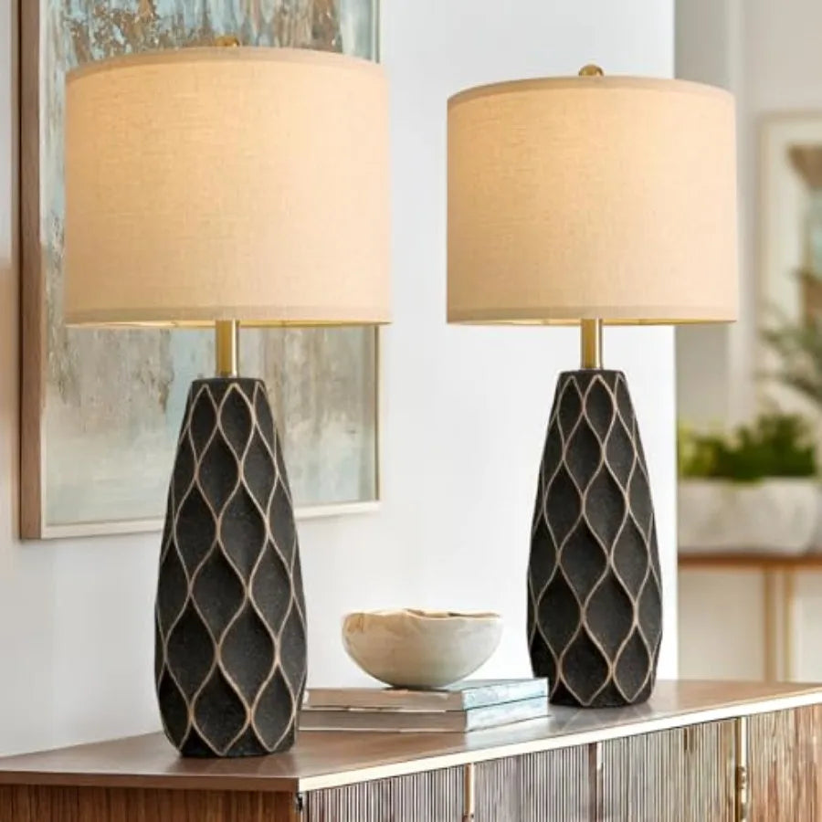 27.5" Ceramic Table Lamps for Bedroom Living Room Lamps Set of 2 Modern Bedside Nightstand Lamp Farmhouse Vintage Rustic Boho R