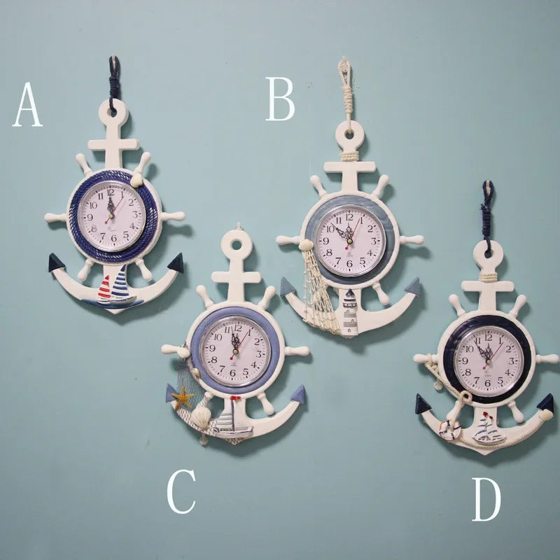 Life ring clock beach sea nautical theme boat decoration wall hanging decoration factory mediterranean ocean handmade  WJ721