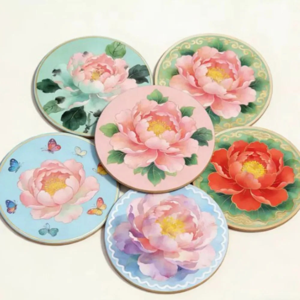 6/8Pcs/set Wooden Placemat Set Design Circular Gathering Family Party Desktop Decoration Wooden Crafts Home Table Linen Coaster