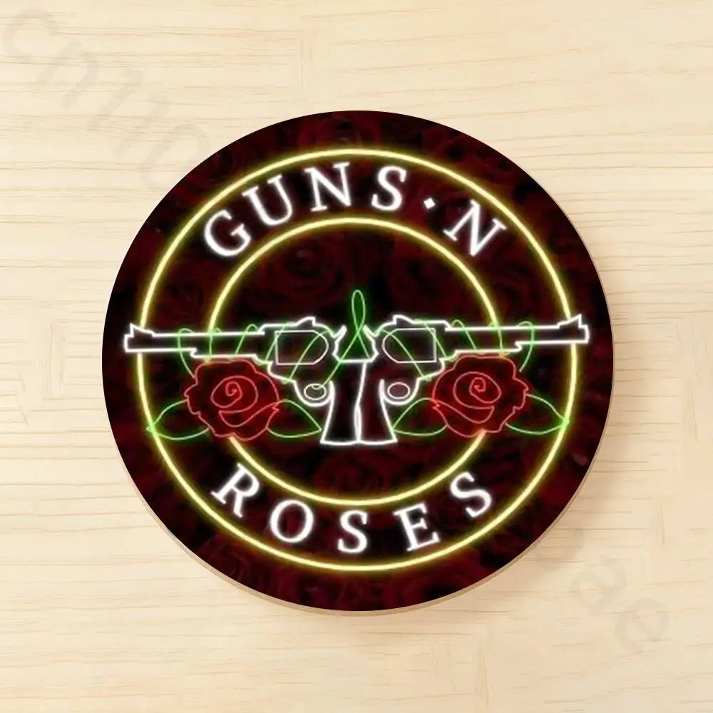 Band G-Guns N Roses Wooden Cup Coaster Tea Coffee Beverage Colour Printing Cup Mat Home Restaurant Decorations