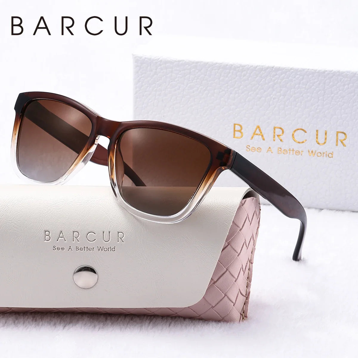 BARCUR Fashion Energetic Polarized Sunglasses for Women – Transparent Lightweight PC Frame Oval UV400 Protection Ladies Holiday Sun Glasses with Stylish Mirror Lens and Elegant White Gift Box – Perfect for Travel Beach & Summer Outings