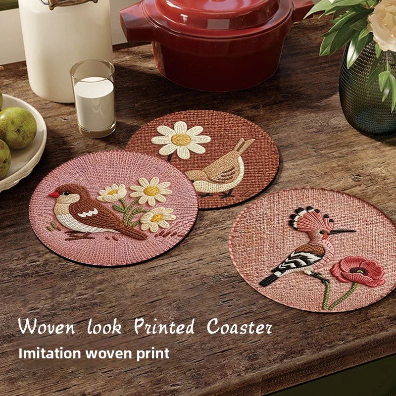 4PCS Chinese Diatom Mud Braided Coasters Heat Resistant Round Placemats Non Slip for Kitchen Tea Coffee Home
