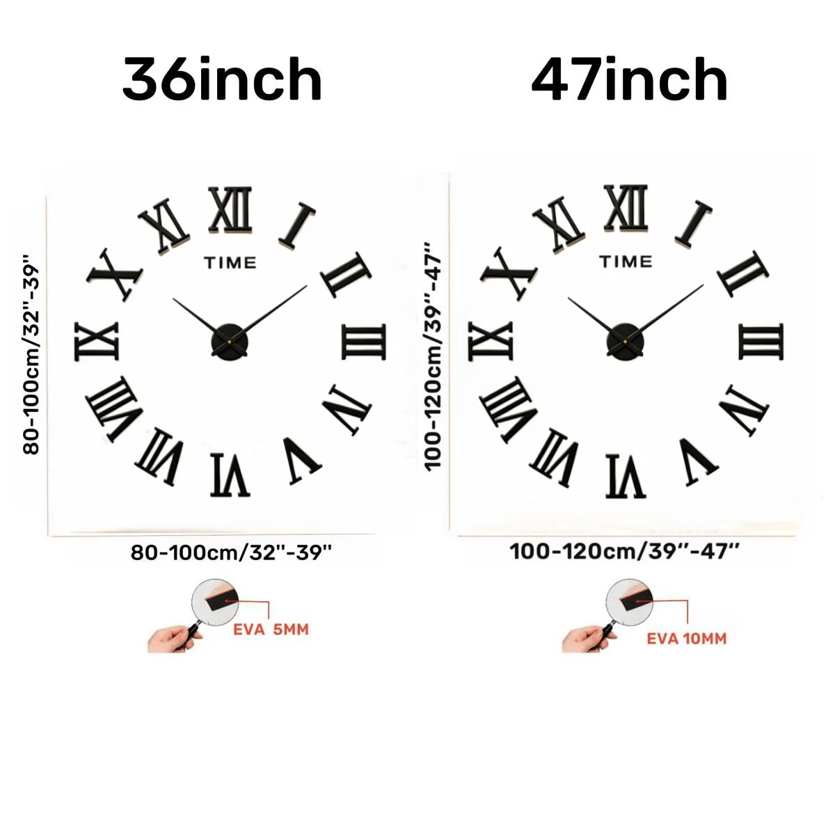 2D/3D Large Roman Numeral Acrylic Mirror Wall Clock Sticker Fashion DIY Quartz Clocks Watch Home Decoration Living Room Stickers