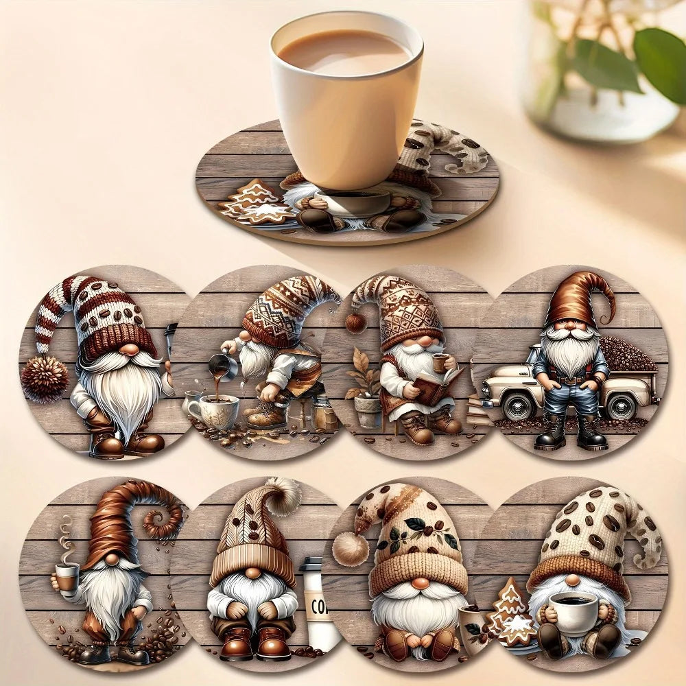 6/8Pcs/set Wooden Placemat Set Design Circular Gathering Family Party Desktop Decoration Wooden Crafts Home Table Linen Coaster