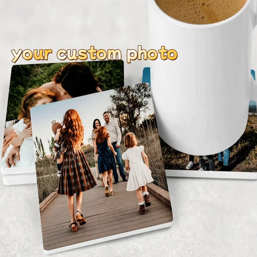 Customized Personalized Square Photo Coasters Free Custom Text Photo Logo Creative Tea Coasters For Family And Friends Wholesale