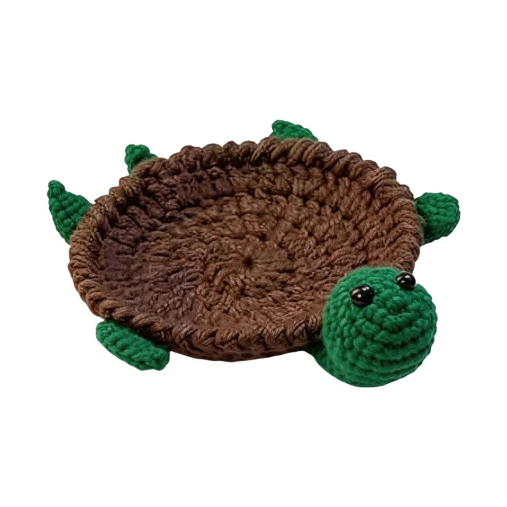 Handmade Crochet Craft Crochet Animal Coaster Soft Knitted Animal Shape Design Knitted Drink Coaster Creative Cartoon Style
