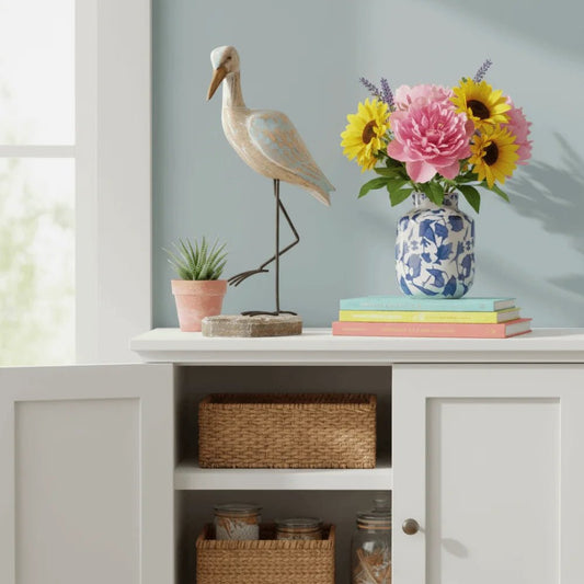 Vintage Sea Bird Figurine Handcrafted Unique Wooden Carving Statue Realistic Decorative Nautical Statue Office Desktop - Unique Finds Market LLC
