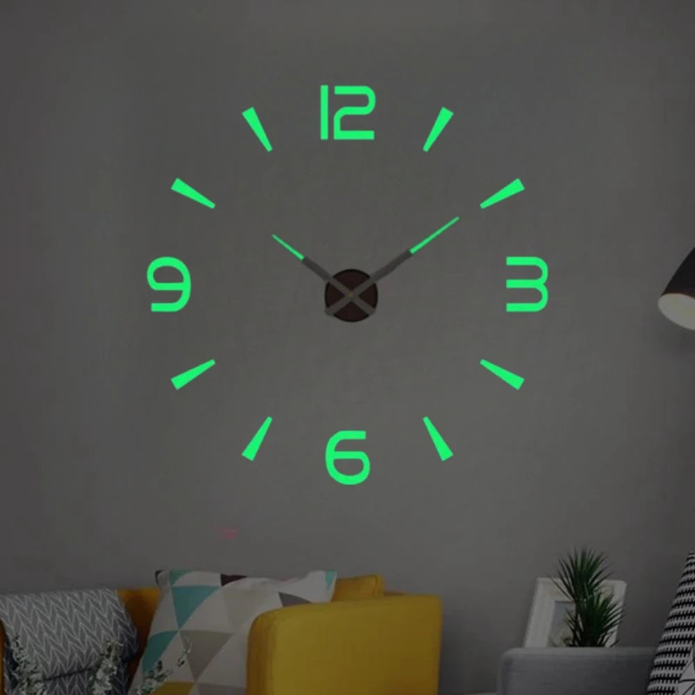 Large 3D Wall Clock Luminous Classic Wall Clocks DIY Digital Clock Wall Watches Stickers Silent Clock for Home Living Room Table