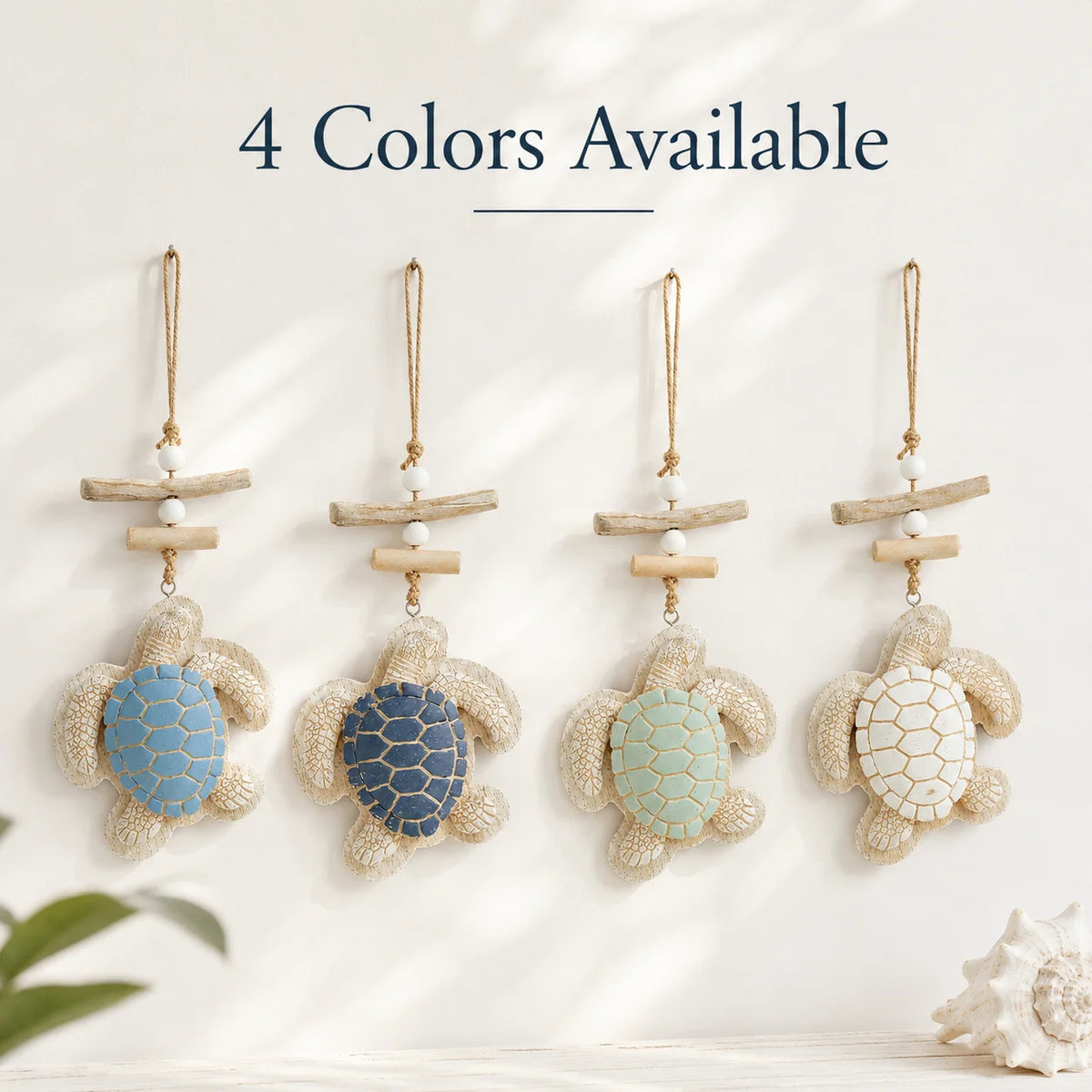 Sea Turtle Hanging Decor Coastal Wall Ornament Wooden Resin Turtle Pendant Beach Theme Home Decoration