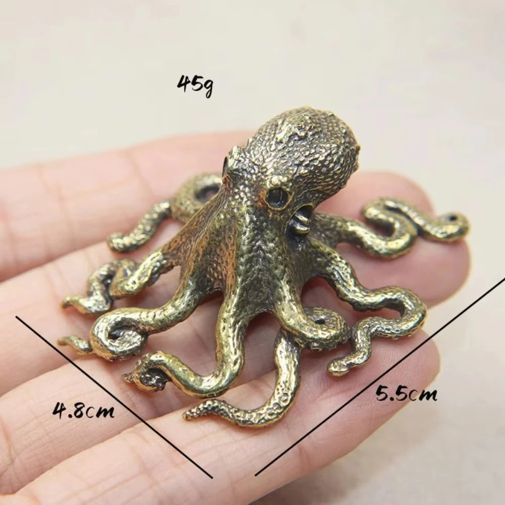 New Antique Octopus Home Decoration Brass Copper Animal Figurines Miniatures Desk Ornament Accessories Creative Table Craft