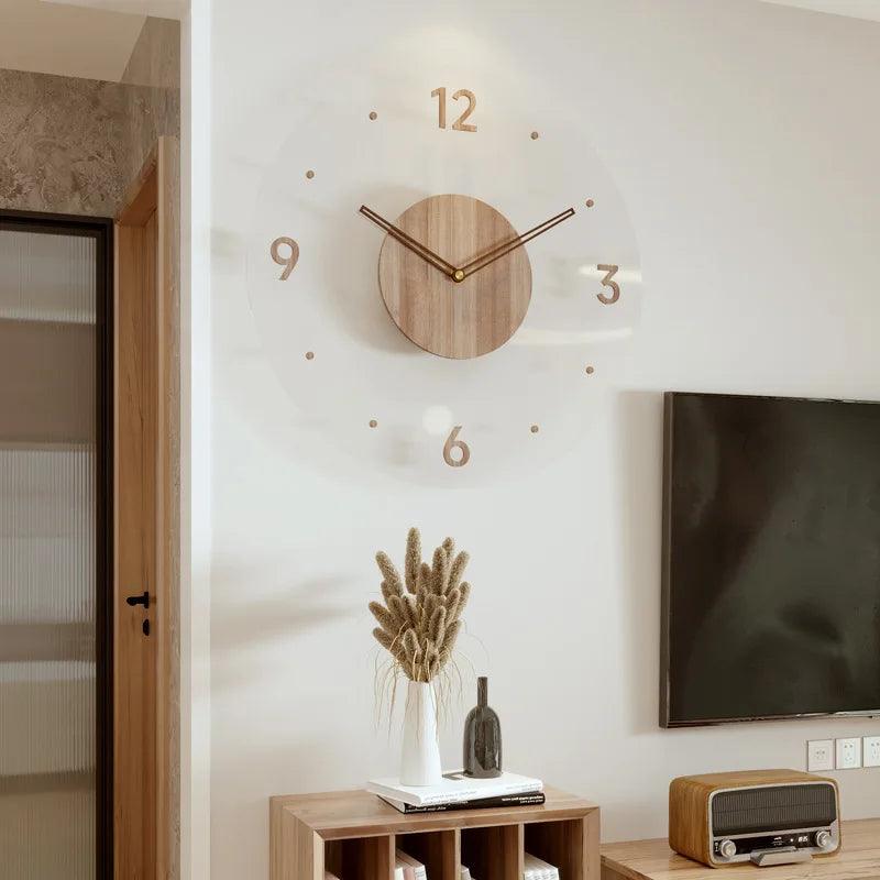 Fashion Clock Wall Clock living room decoration Solid Wood Creative Silent Nordic Simple Quartz Clock Luxury Wall Watch decor