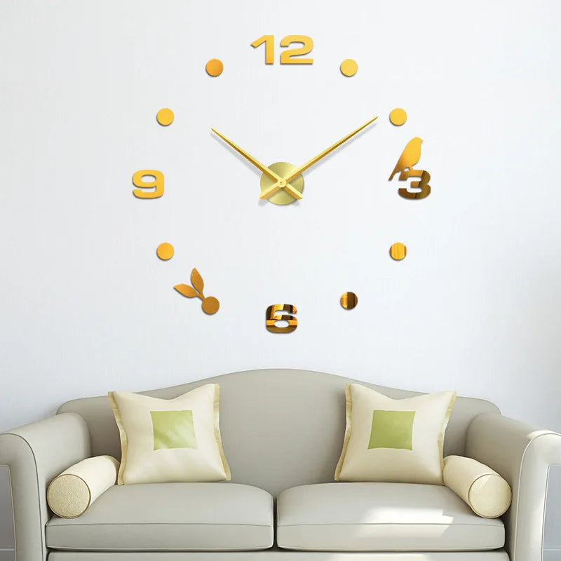 2026 Modern Design Large Wall Clock 3D DIY Quartz Clocks Fashion Watches Acrylic Mirror Stickers Living Room Home Decor Horloge