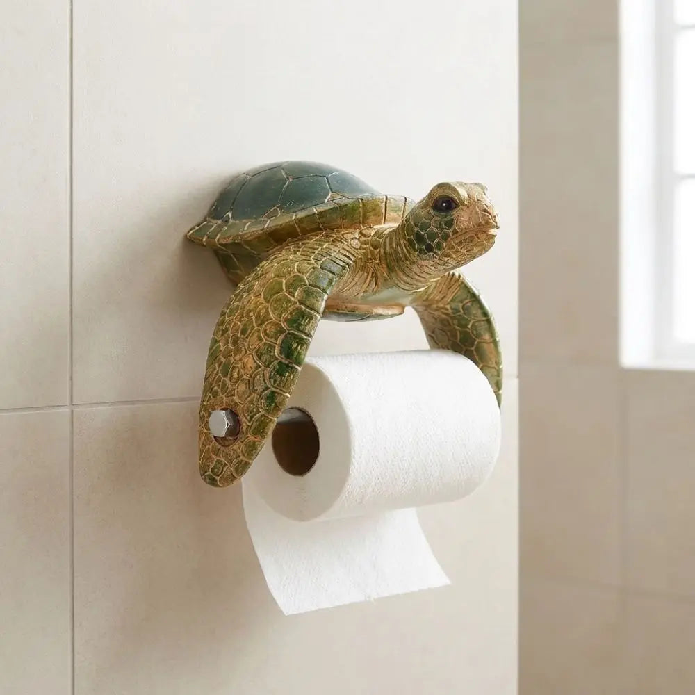 Resin Sea Turtle Toilet Paper Holder Coastal Style Cute Bathroom Tissue Holder Marine Animal Beach Themed
