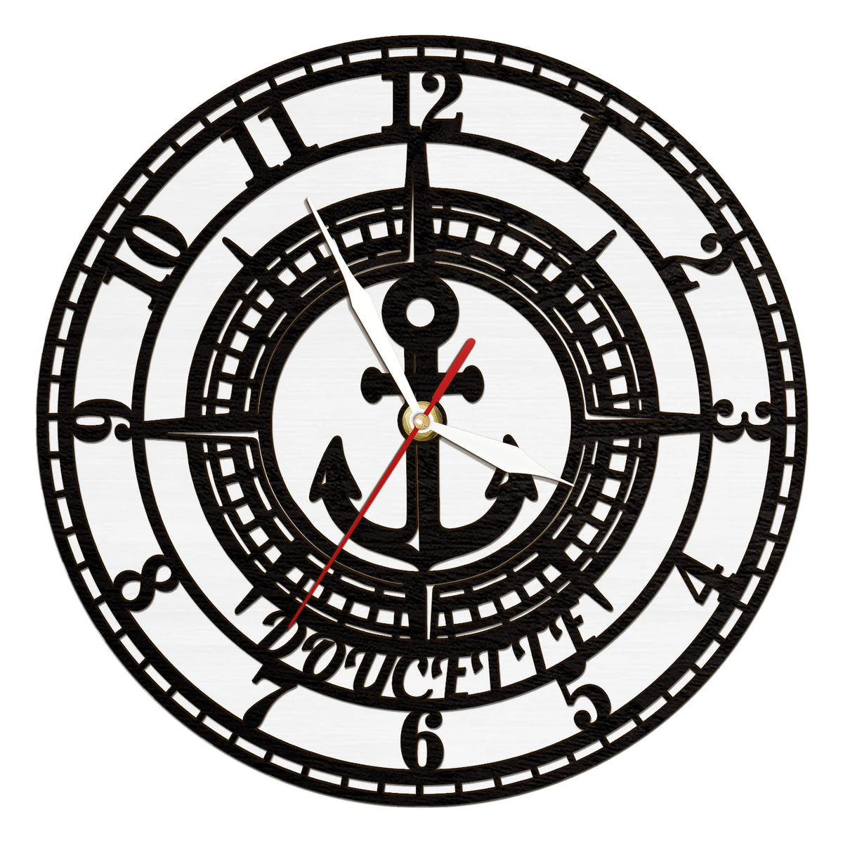 Custom Name Nautical Anchor Compass Wall Clock For Coastal Nautical Home Cabin Color Changing RGB LED Night Light Wall Clock