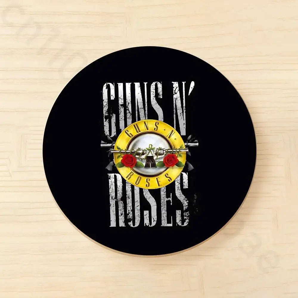 Band G-Guns N Roses Wooden Cup Coaster Tea Coffee Beverage Colour Printing Cup Mat Home Restaurant Decorations